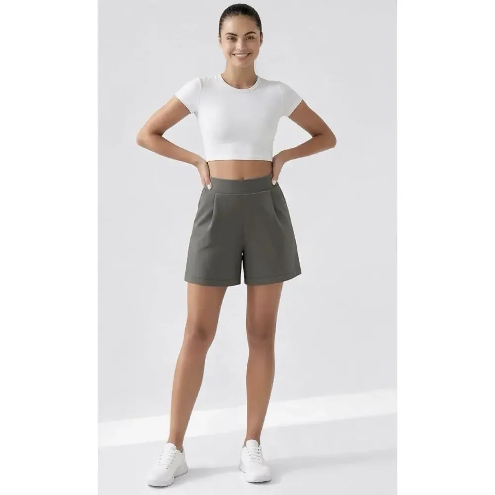 Modal Soft High Waist Casual Relaxed Shorts 4” Inseam Gray Women’s M